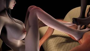 3D Super Hot Threesome Fetish Footjob Sex with Big Cock