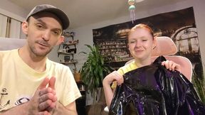 Wish List Gifts 9 - Red Corset and Black Vinyl Dress Unboxing and Masturbation