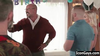 Gay guy fucks his boyfriend on granddad's birthday party