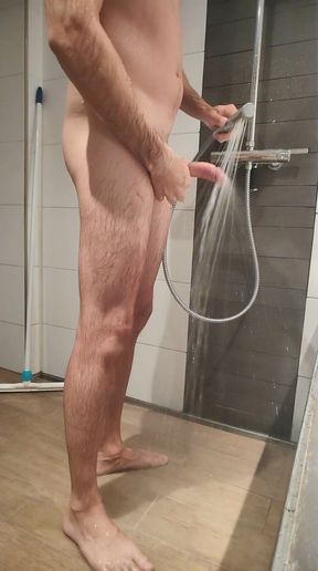 Uncut teen boy cumming in the shower   Clip 1