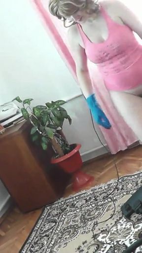Powerful moment from &quot;Without panties cute blonde is cleaning room. At that moment naked stepdad entered. Naked cleaning.&quot;
