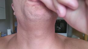 I tease gummy bears for 12 minutes and swallow them showing my beautiful Adam's apple and neck