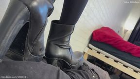 Dirty heeled ankle boots careless trampling