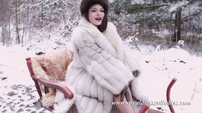 Sexy kinky fur bitch on snow sled