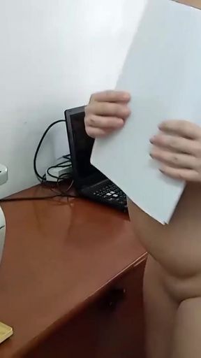 Captivating moment from &quot;SURPRISE FOR BOSS! Stupid Secretary and scanner. Secretary scans boobs and pussy on MFP in office&quot;