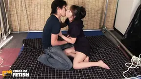 Asian MILF spreads her wet bush and gets drilled deep on the floor