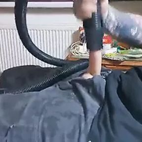 Jerking off with vacuum cleaner and cumshot