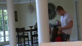 angelica saige sucks his fingers as he routes her pussy out