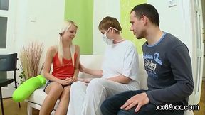 Bf assists with hymen check-up and riding of virgin kitten