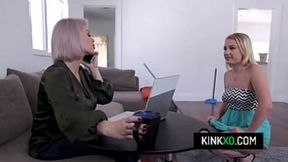 Domineering mom Casca Akashova has a lesbian encounter with her young maid Dixie Lynn