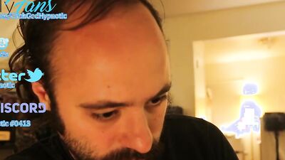 Amateur bearded bloke is talking with a fan in this solo video