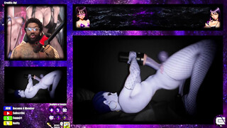 Futa Widowmaker Fucks Tracer's Bald Pussy While Screwing A Fleshlight, Shooting Hard Cum Everywhere