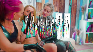 Drietal, gapend, dubbele penetratie, missionaris &#8211; ruwe anale seks voor getatoeëerde Duitse lesbische hoer in latex