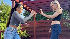 Telekinetic Belly Beatdown for Hot Asian Kiara Star