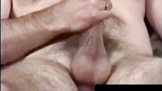 Hairy Old Man Jerks Off Solo - Close-Up View Of His Huge Dick