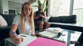 Bestie Scarlet Chase doesn't mind sucking a big cock and allows to invade her pussy