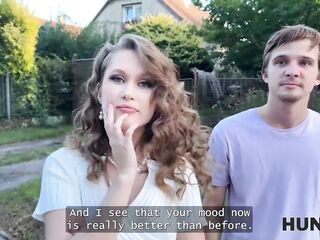 HUNT4K. Sexy angel is showing her breasts on the street. Hawt sex with Una Fairy