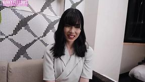 Asian Angel gets pounded and creampied by big black rod