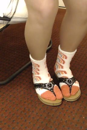 New Fluffy Socks Pantyhose Flip Flops