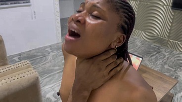 After a long hardcore fuck he cum in her mouth