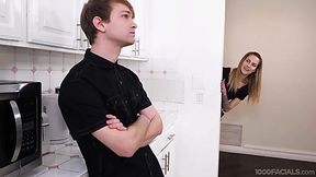 1000Facials - Teen Nova Skies Blowjob in Kitchen