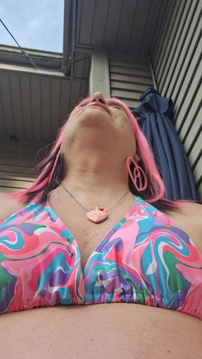 Some workmen were watching me sunbathe,  I made sure they had a good view of my butt!