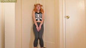 He locked me outside the toilet, so I pissed myself! Full bladder desperation with Dirty talk pee roleplay from amateur Fiona