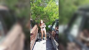 Hot girl strips in car