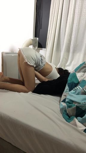 I urge my stepdad to have horny sex by masturbating in front of him.