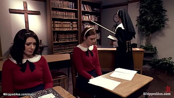 Nun Felony whips and fucks Jodi Taylor and Sarah Shevon in lezdom bondage