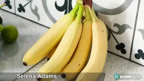 Busty brunette Latina Selena Adams eats and plays with her big ass