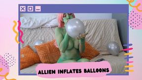 Alien inflates balloons