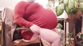 9 months pregnant with 6 babies staring at my huge belly
