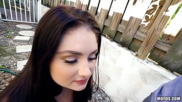 Big ass brunette, Lennox Luxe and her horny neighbour are fucking, while in the backyard