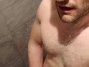 Francis Dick Stroking Big Uncut Dick in Gym Shower