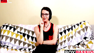 Young bitch uses dildo on his tight ass and tugs on his cock