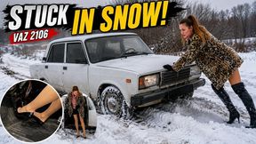 VIKA GOT STUCK IN THE SNOW IN A VAZ 2107 full video 40 min