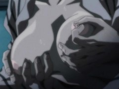 Japanese hentai with muzzle gets squeezed tits and fingered