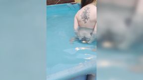 Wicked water nymphs lapdancing poolside on massive cocks under midnight summer skies