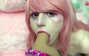 Pink hair deepthroat