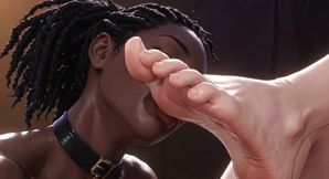 Interracial Foot Worship - Ebony Slave Serving Blonde Queen Feet