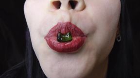 Sexy giantess eating gummy bears