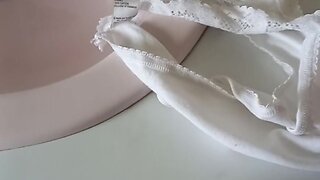 Tradesman masturbating and ejaculating in customers underwear