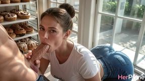 these are the biggest buns i ve ever fucked. sex with a milf in a bakery [ai]