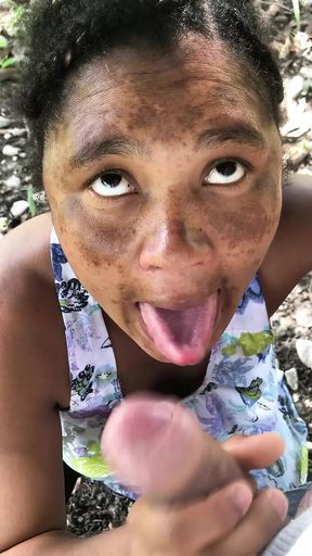 Dominican sucking cock on mango tree