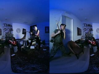 Escape from Zombies with a Halloween Trans 3some