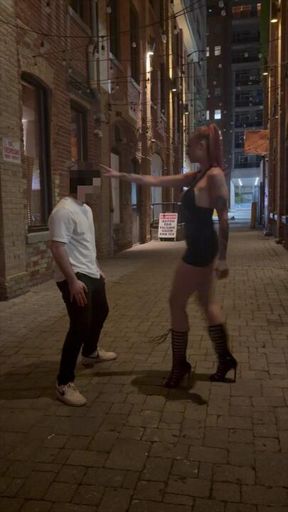 Double Domme Public Ballbusting Downtown Toronto 👯‍♀️🦵Extreme public Humiliation