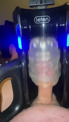 Crazy big cumshot with milking machine