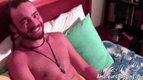 Cock measuring masturbation action with amateur jocks