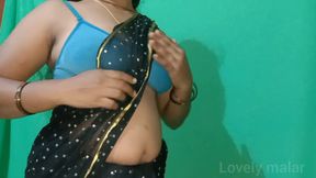 Mallu maami black Saree Hot and cock teased
